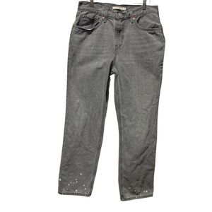 Levis Womens 30 Low Pro Straight Leg Mid Rise Gray Bleached Denim Jeans Cotton